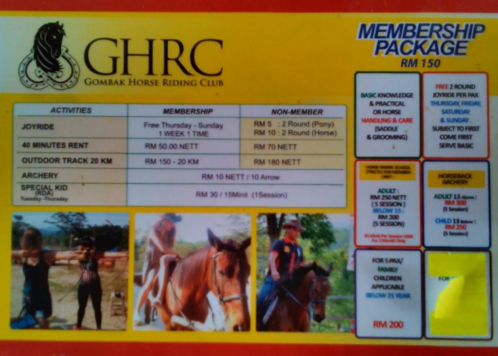 Gombak Horse Riding Club Membership Package